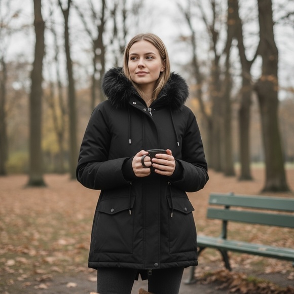 Puffit Faux Fur Mid-Length Hooded Drawstring Parka. NWT - Picture 10 of 14